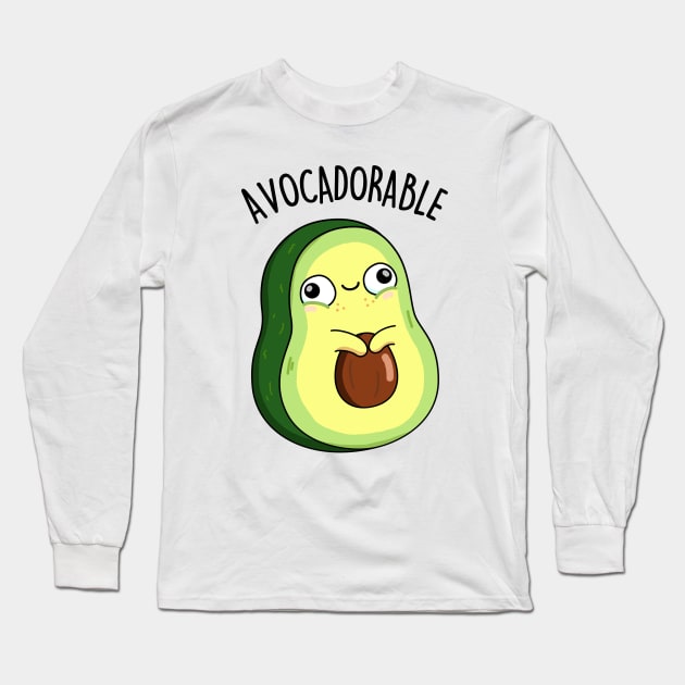 Avoc-adorable Cute Funny Avocado Pun Long Sleeve T-Shirt by punnybone